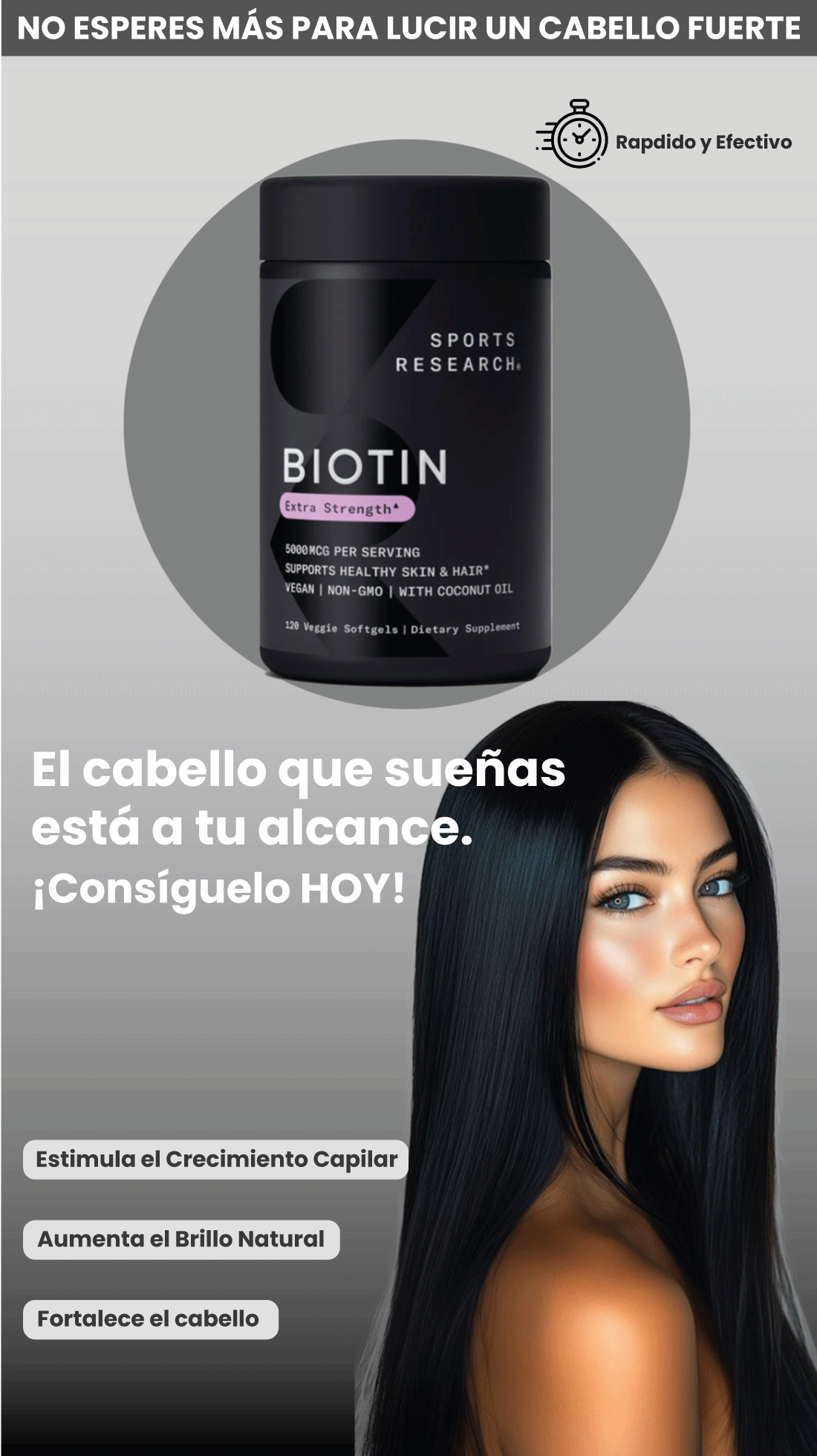 Biotina Sport Research- Potencia y estimula la recuperación de tú cabello y la calidad de tú piel